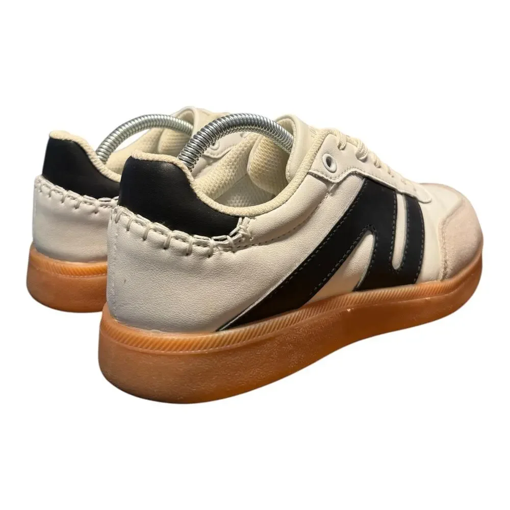 Lucky Step Women's 7 Sneakers White Black Sneakers Shoes Casual Suede